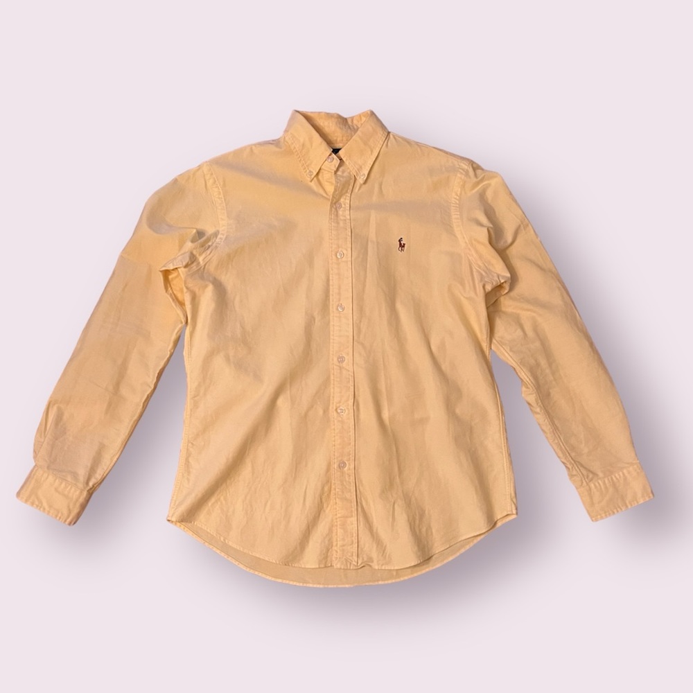 Ralph Lauren Yellow Custom Fit Button Down Dress Shirt - Medium